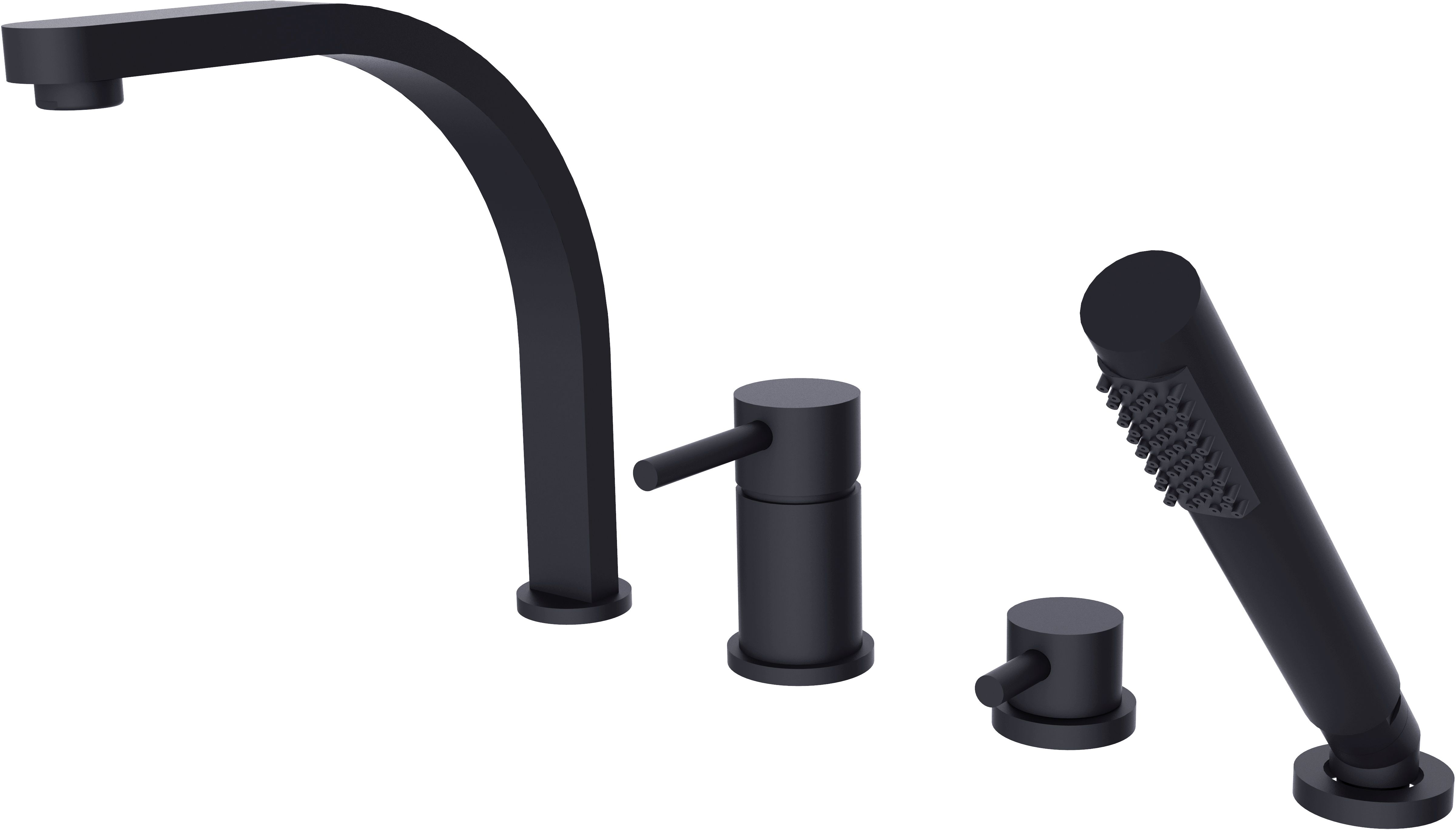 Besco Decco bateria wannowo-prysznicowa 4-otworowa czarny mat BW-D4-CZ