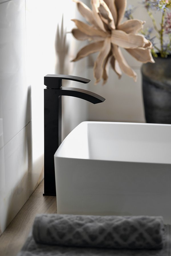 Sapho Ginko bateria umywalkowa stojąca wysoka czarny mat 1101-04B