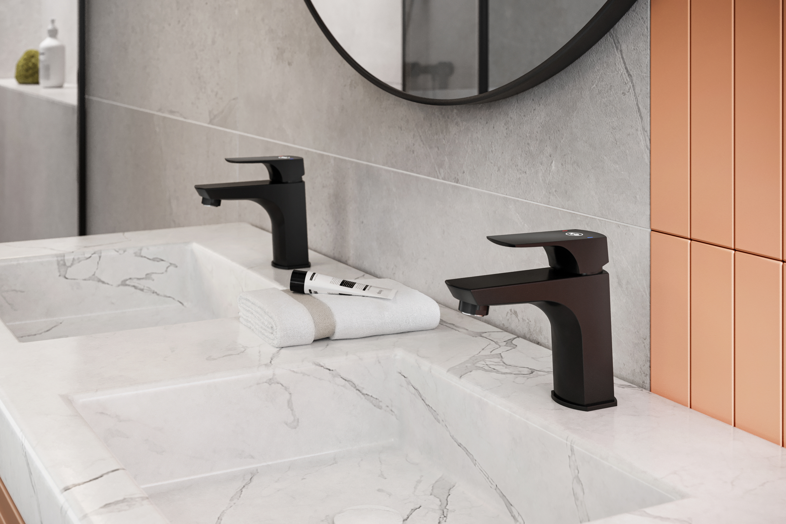 KFA Armatura Mokait Black bateria umywalkowa stojąca czarny mat 5532-815-81