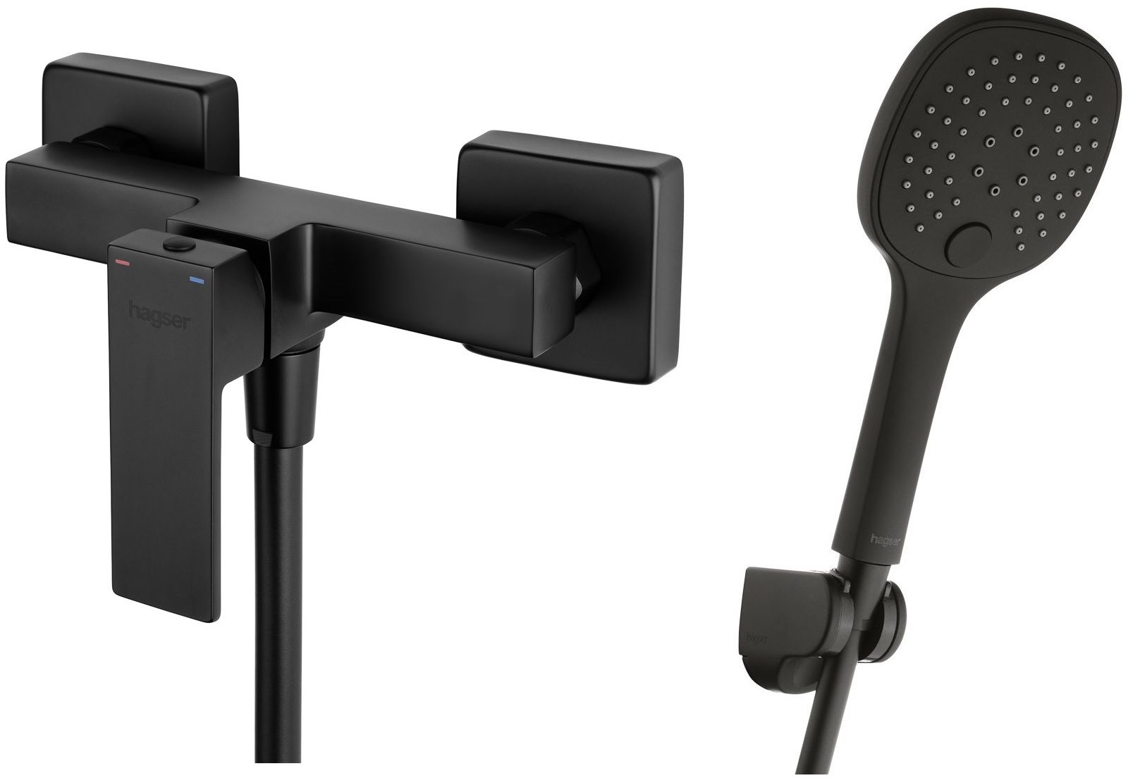 Zestaw Hagser Ulva bateria prysznicowa ścienna z kompletem natryskowym Emma Birgit czarny mat HGR87000036 - Wysyłka w 24h