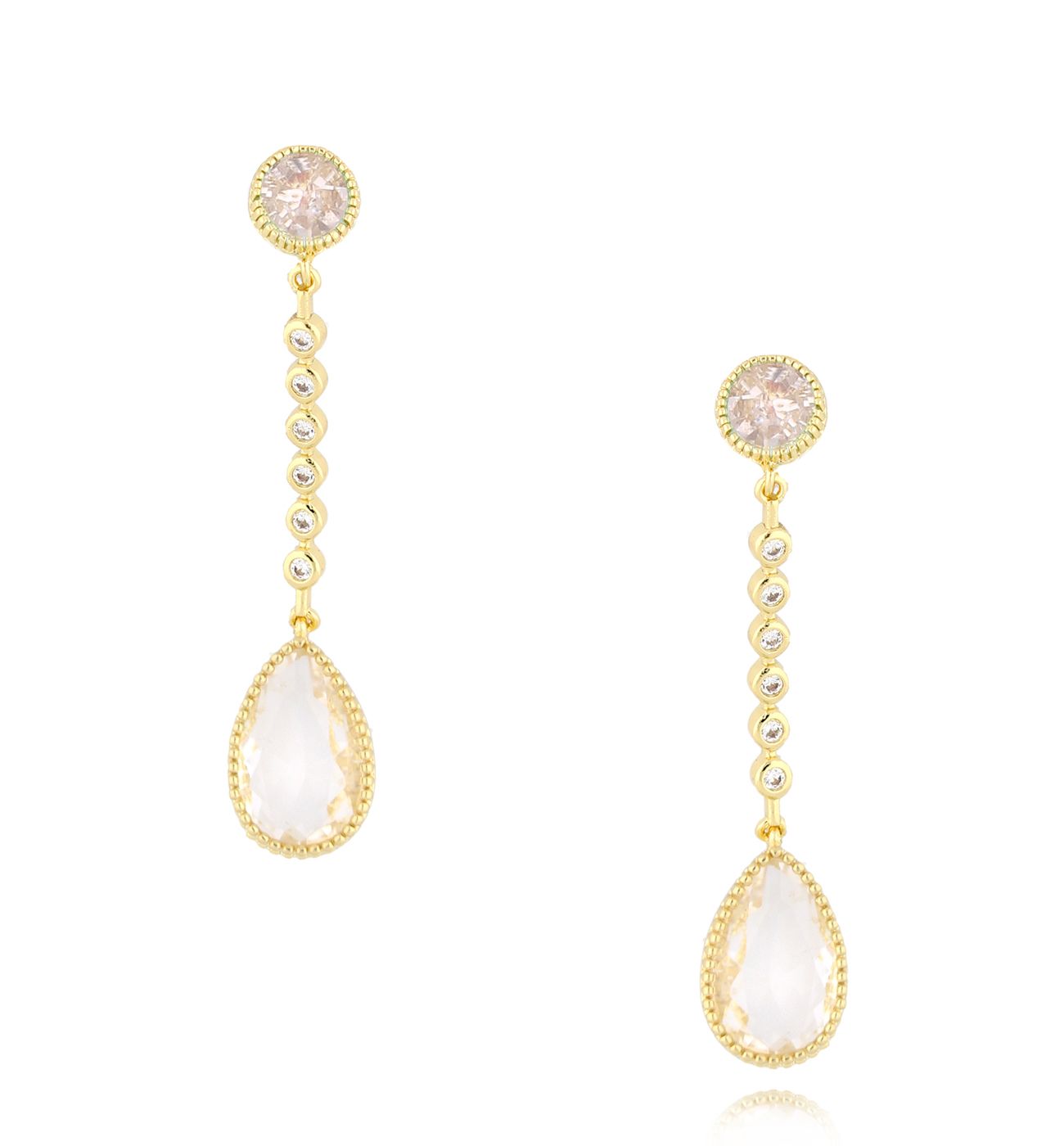 Kolczyki łezki z mlecznymi kryształkami Gose KSS1602