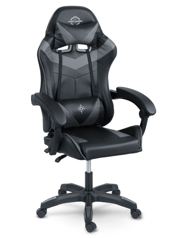 Fotel gamingowy Sofotel Draknor biurowy obrotowy dla gracza dziecka czarno-szary 1 szt.