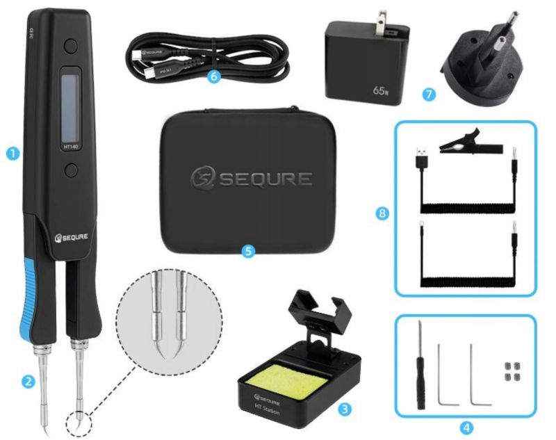 Pęseta / Rozlutownica / Lutownica SEQURE HT140 + Zasilacz 65W 1kpl.