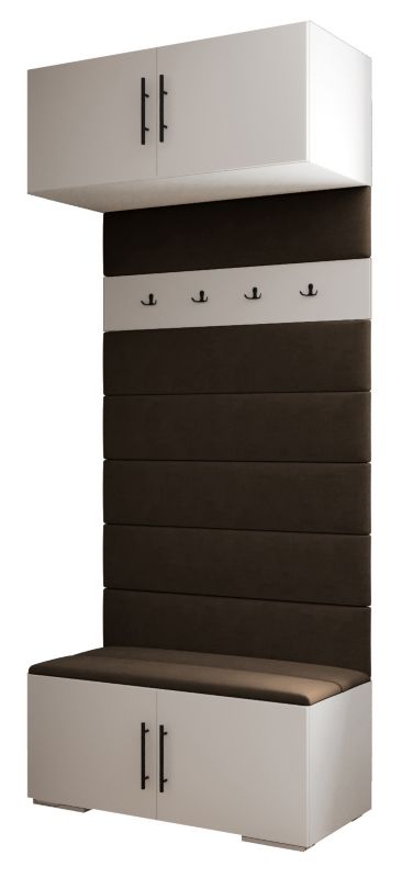 Garderoba wysoka do przedpokoju Abiks INOVA 3 biały+czarny+man04 1 szt.