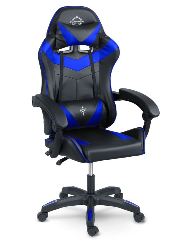 Fotel gamingowy Sofotel Draknor biurowy obrotowy dla gracza dziecka czarno-niebieski 1 szt.