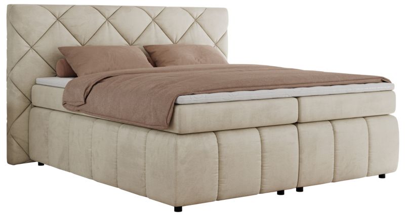 Łóżko kontynentalne MKS Meble RITA 180x200 H3 beżowy welwet 1szt.