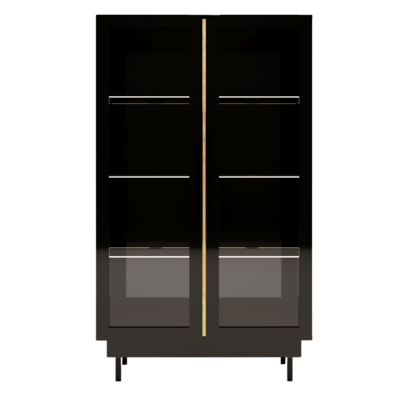 Czarna witryna Dancan ARTEMISA ze złotymi dodatkami 1 szt.