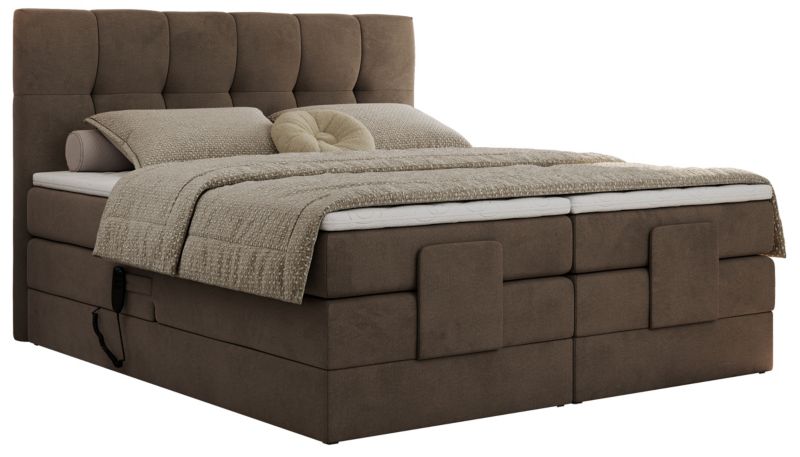 Łóżko kontynentalne MKS Meble VITTORIA 180x200 H4 Brązowy welvet 1szt