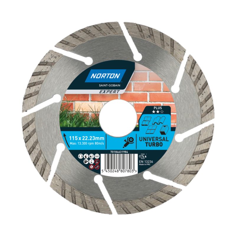 Tarcza diamentowa Norton Expert TURBO do materiałów budowlanych 115 x 22.23 mm