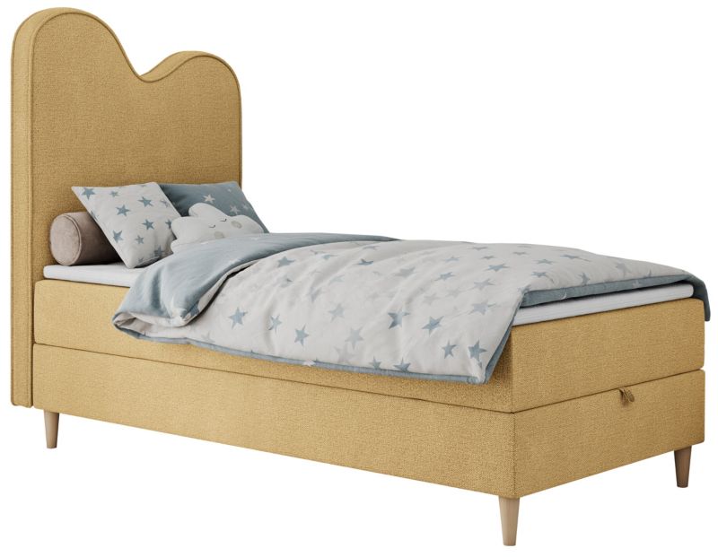 Łóżko młodzieżowe MKS Meble FLOW 90x180 H3 żółty struktura topper Visco 1szt.