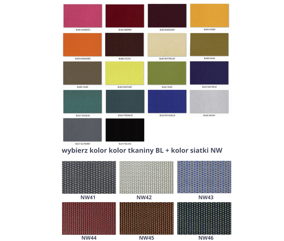 WAU 2 fotel biurowy czarny stelaż, siatka/tkanina kolory