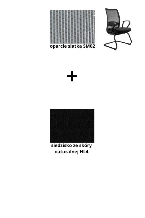 ANGGUN SKID fotel biurowy, siatka/tkanina lub skóra naturalna, kolory (Siatka: SM02, Kolor siedziska: skóra HL4)