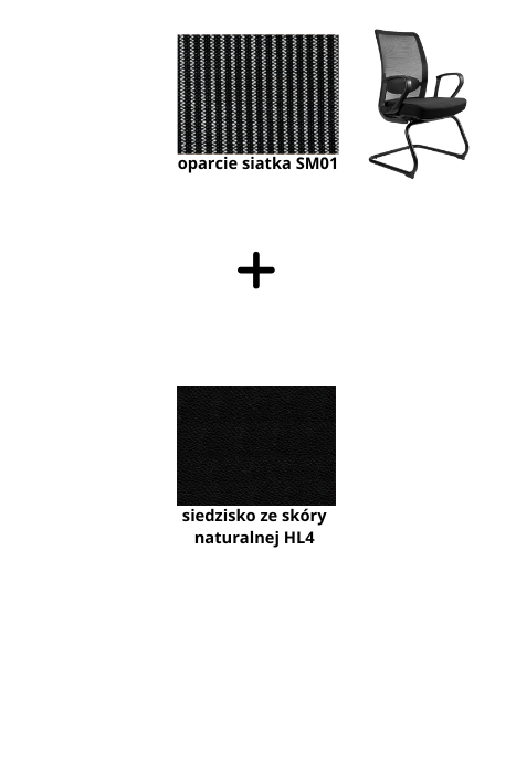 ANGGUN SKID fotel biurowy, siatka/tkanina lub skóra naturalna, kolory (Siatka: SM01, Kolor siedziska: skóra HL4)