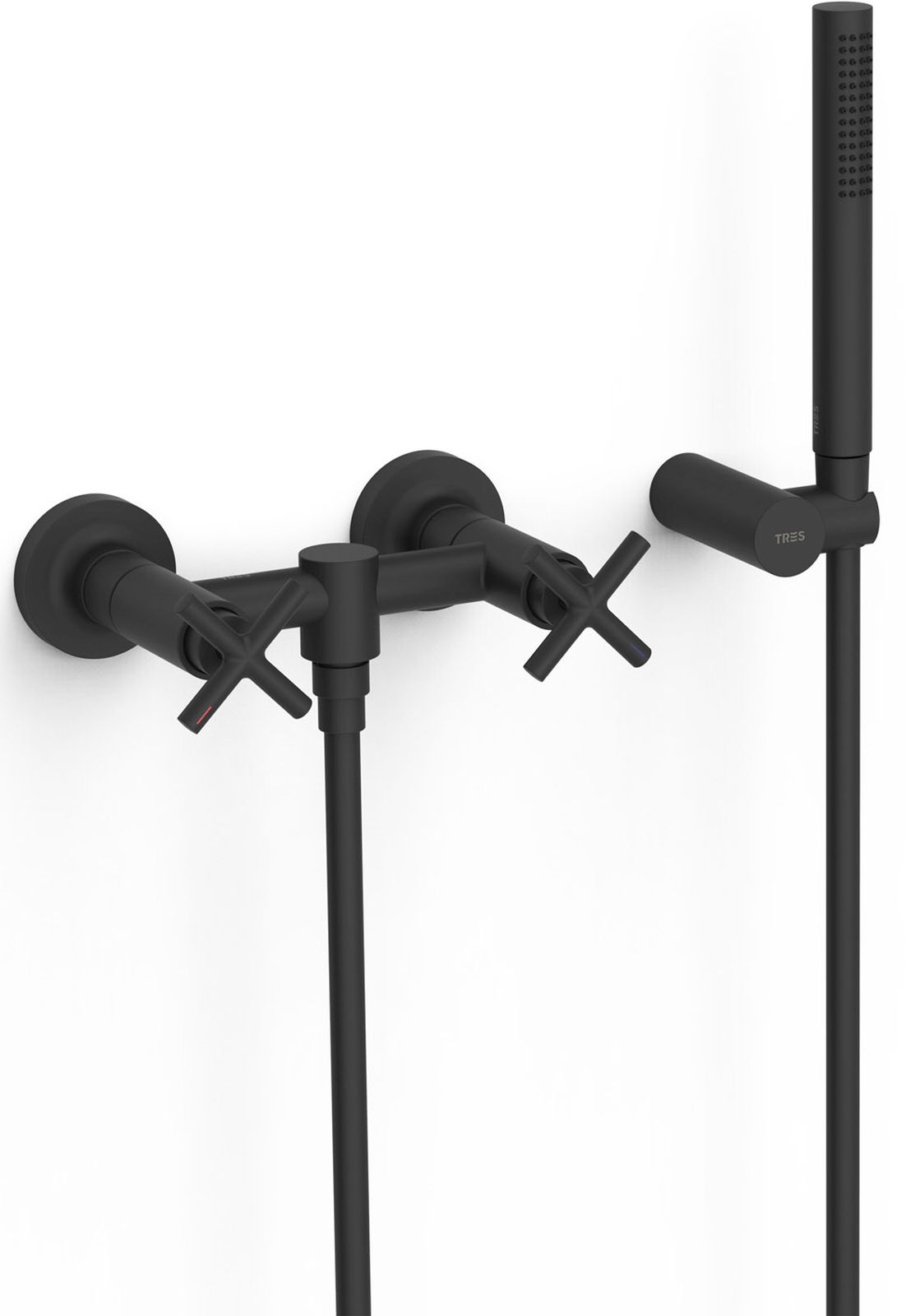 Tres Mont Blanc bateria prysznicowa ścienna czarny mat 28316301NM