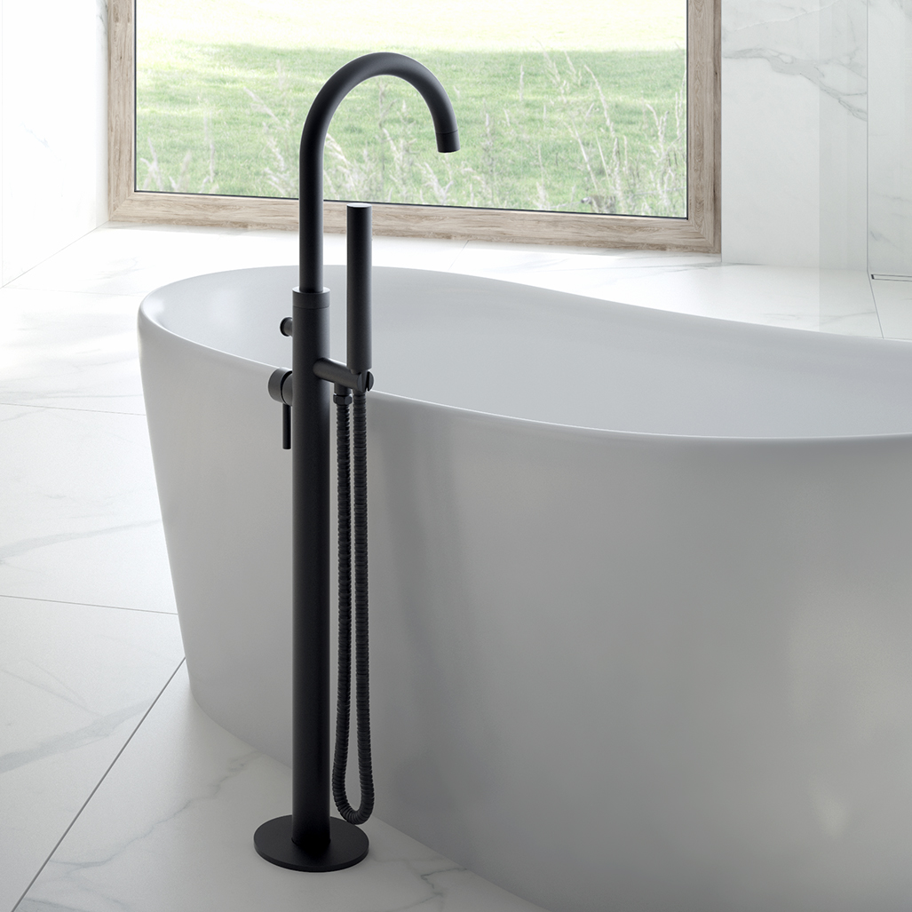 Oltens Molle bateria wannowo-prysznicowa wolnostojąca czarny mat 34300300 - Wysyłka w 24h