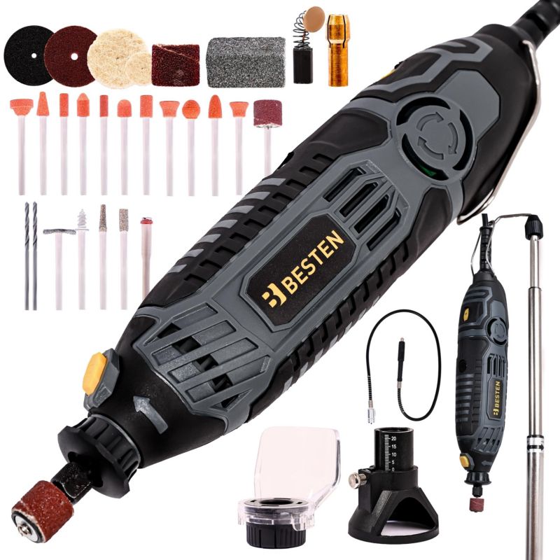 Mini szlifierka frezarka BESTEN BE-2889 200W 8-35 tys. obr./min 200 akcesoriów XXL statyw wałek giętki walizka 1 szt.
