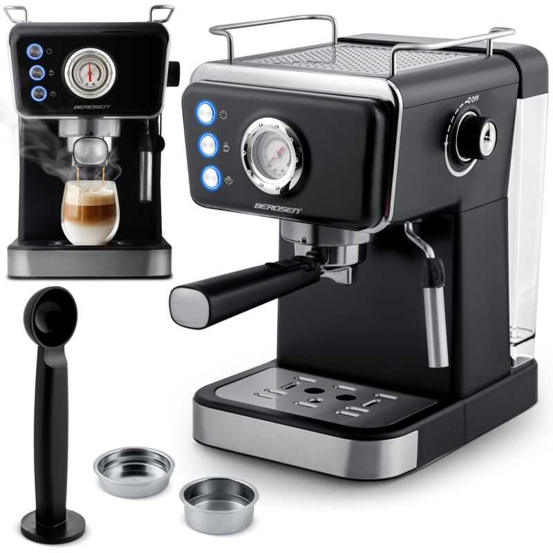 Ekspres do kawy Berdsen ciśnieniowy kolbowy ze spieniaczem czarny 1szt.