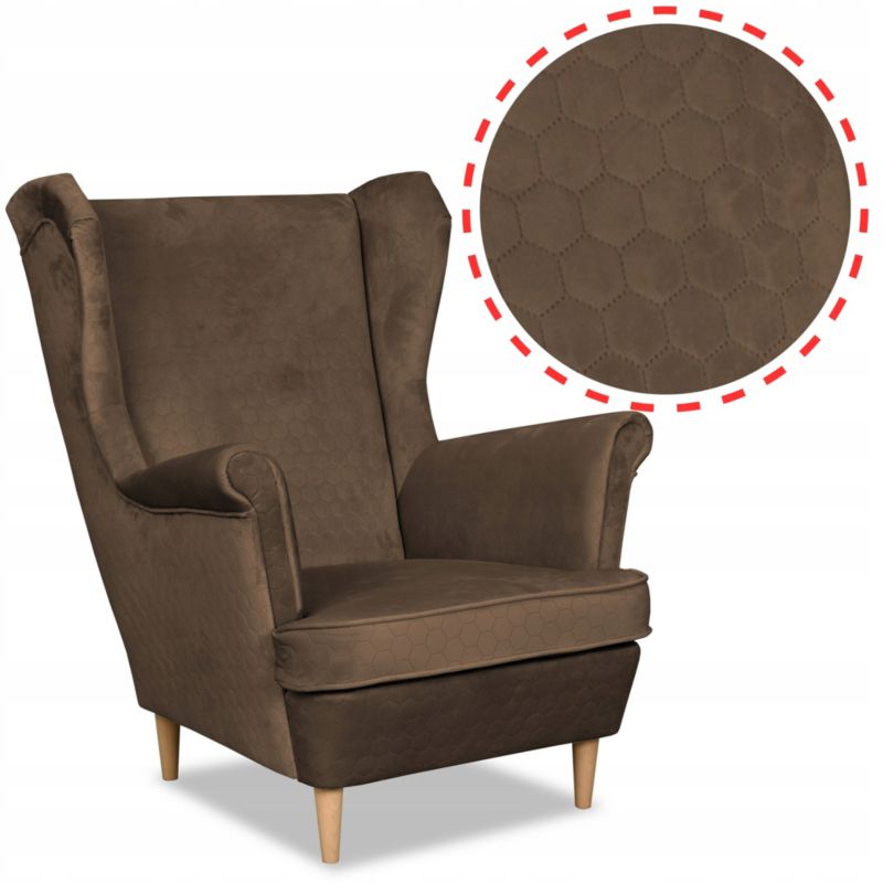 Fotel uszak do salonu Family Meble Angelo brązowy 1szt
