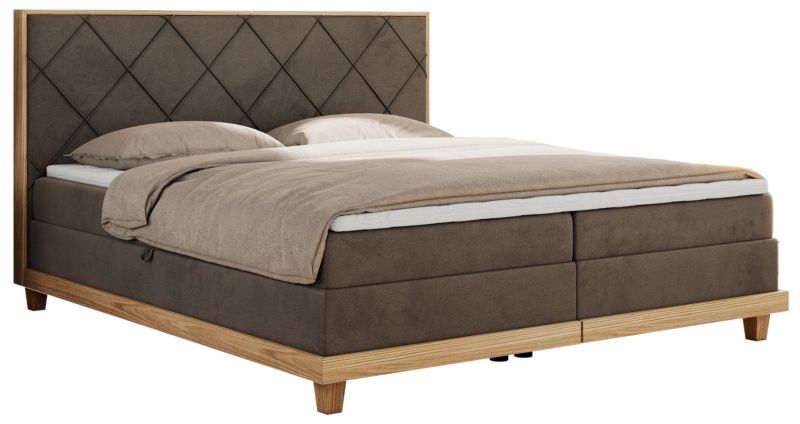 Łóżko kontynentalne MKS Meble CAICOS 160x200 H3 brązowy welwet 1szt.