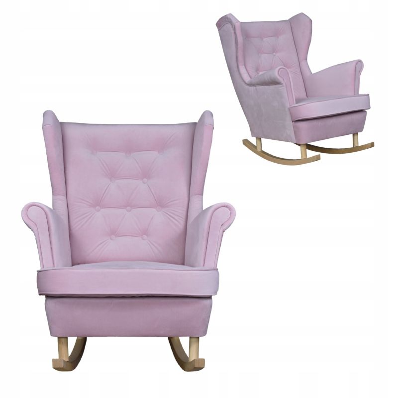 Fotel uszak do salonu bujany Family Meble Diana pudrowy róż 1szt