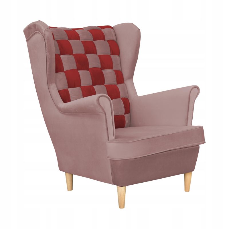Fotel uszak do salonu Family Meble Carol Duo liliowo bordowy 1szt