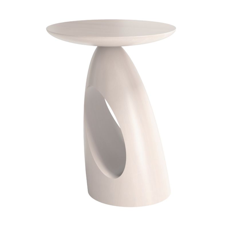 Stolik drewniany Kayani Island wys. 40 cm biały 1 szt.