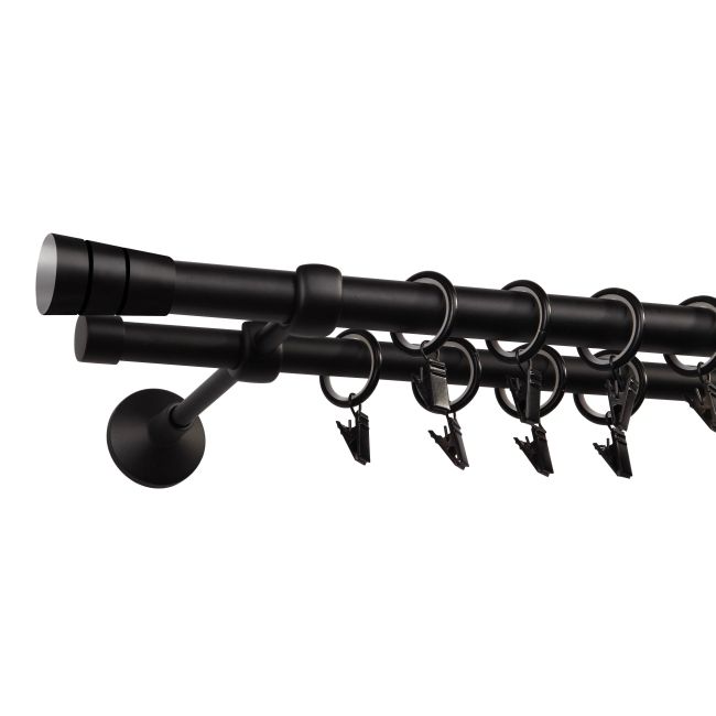 Karnisz podwójny Siena 19 mm 160 cm czarny