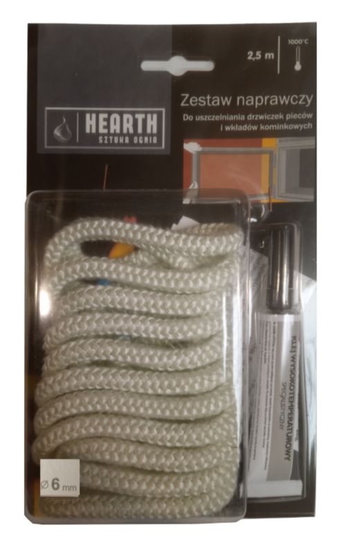 Zestaw naprawczy Hearth sznur izolacyjny 6 mm + klej