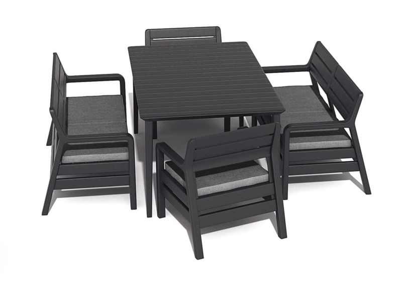Meble ogrodowe Keter zestaw Delano ze stołem Lima Grafitowy, 1 kpl.