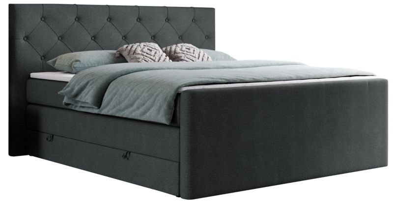 Łóżko kontynentalne MKS Meble KING VELEN 140x200 H4 ciemnoszary struktura 1szt.