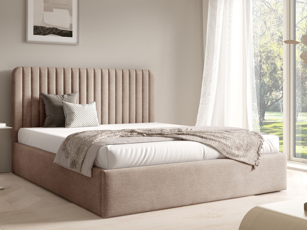 Łóżko 160x200 cm z pojemnikiem BELIVO beżowe