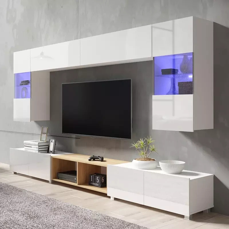 Meblościanka do salonu biały połysk MODERN 24