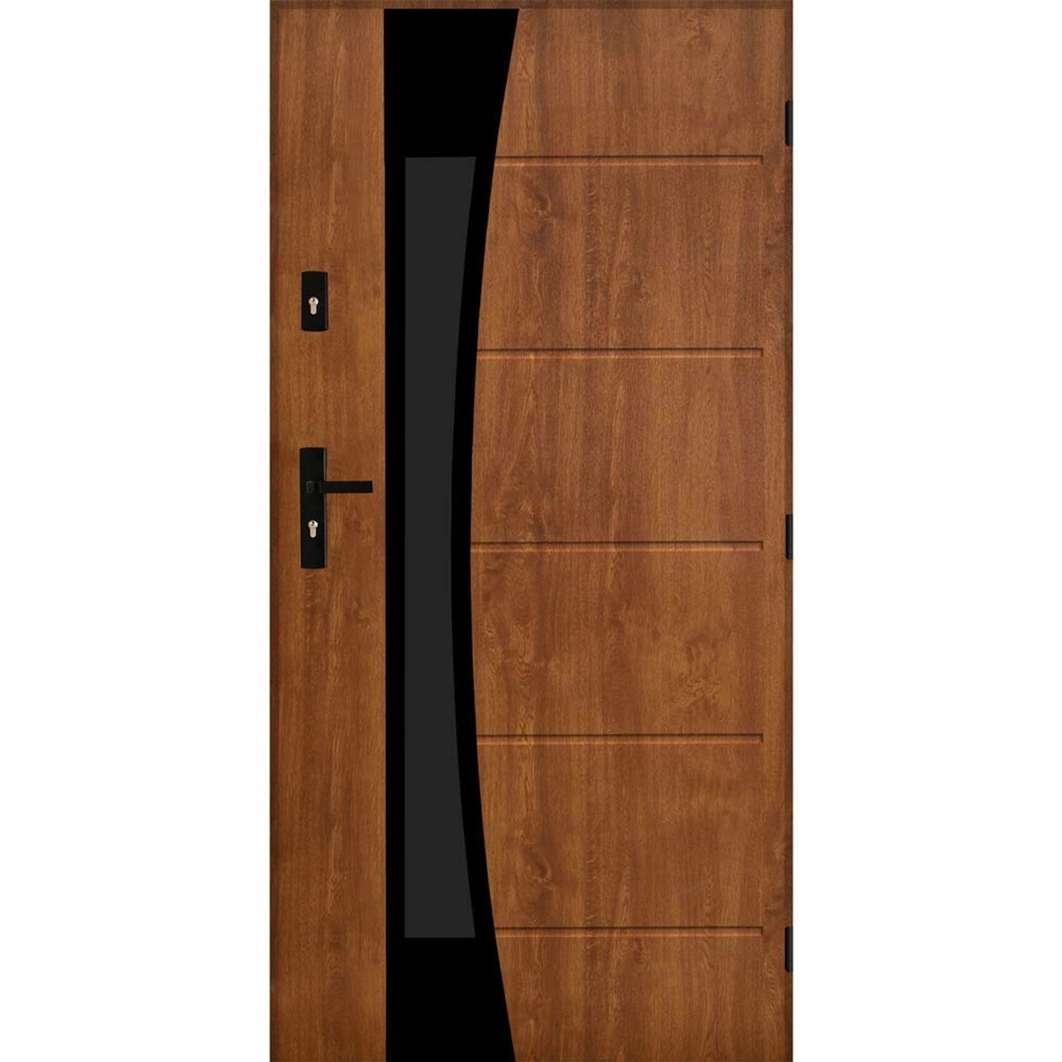 Drzwi zewnętrzne stalowe Almeria 2 złoty dąb 90L