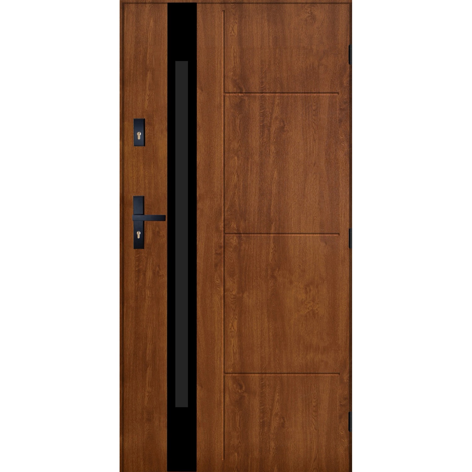 Drzwi zewnętrzne stalowe Madryt BL złoty dąb 90P