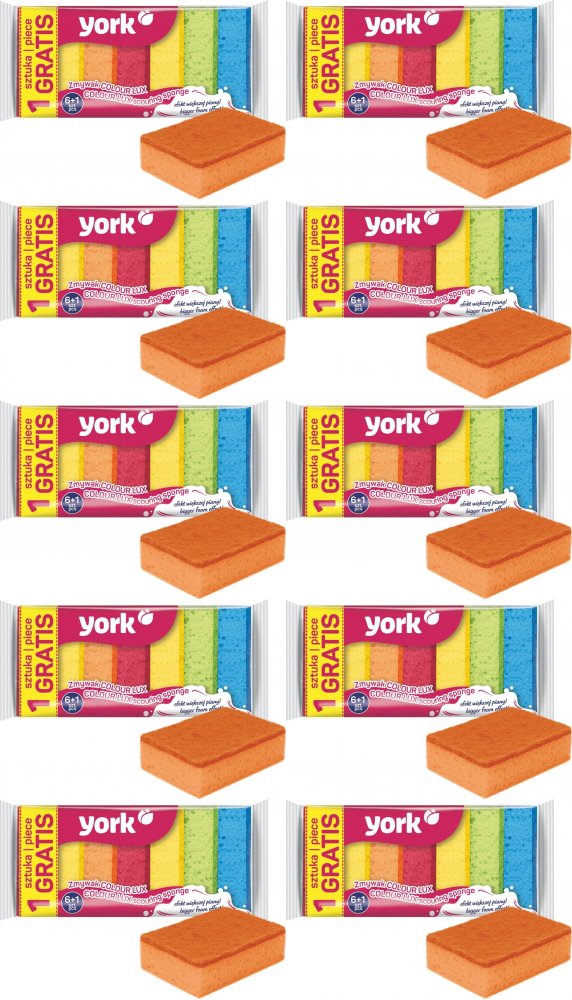 10x Zmywak kuchenny York Colour Lux, 7 sztuk, mix kolorów