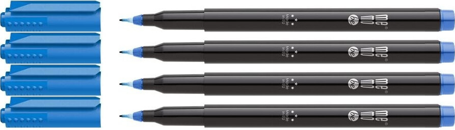 4x Marker permanentny MemoBe OHP MM251 F, okrągła, 0.5mm, niebieski