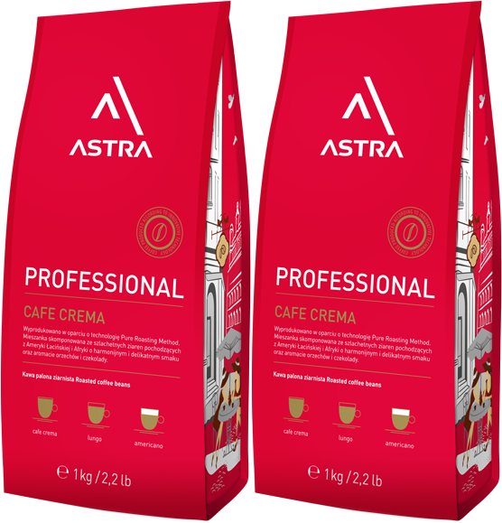 2x Kawa ziarnista Astra Professional Crema, 1kg