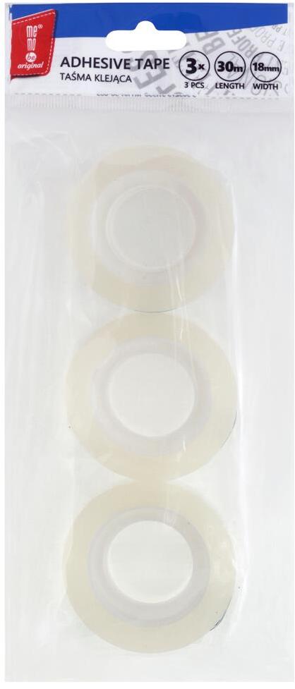Taśma klejąca MemoBe 18mmx30m, 3 sztuk, przezroczysty