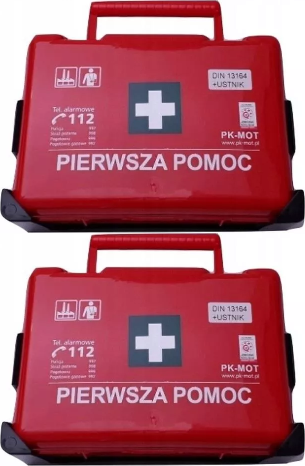 2x Apteczka PK MOT BD new z wieszakiem, z wyposażeniem (DIN13164), czerwony