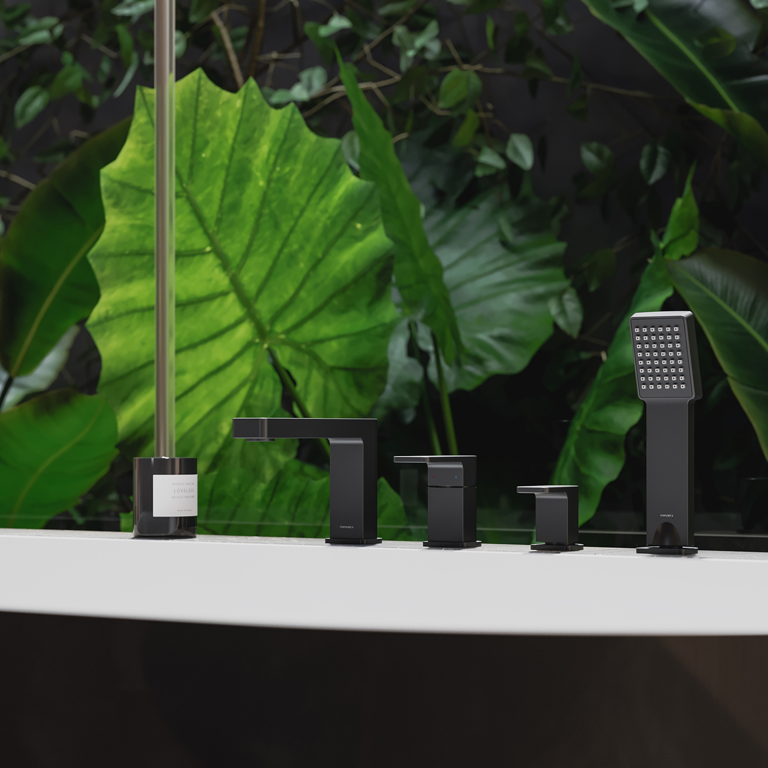 Omnires Baretti bateria wannowo-prysznicowa 4-otworowa czarny mat BA7832BL