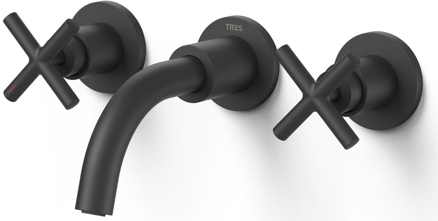 Tres Mont Blanc bateria umywalkowa podtynkowa 3-otworowa czarny mat 28330001NM