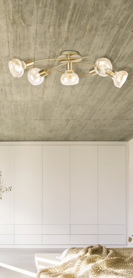 Rabalux Holly lampa podsufitowa 5x40W mosiądz/bursztynowy 5552