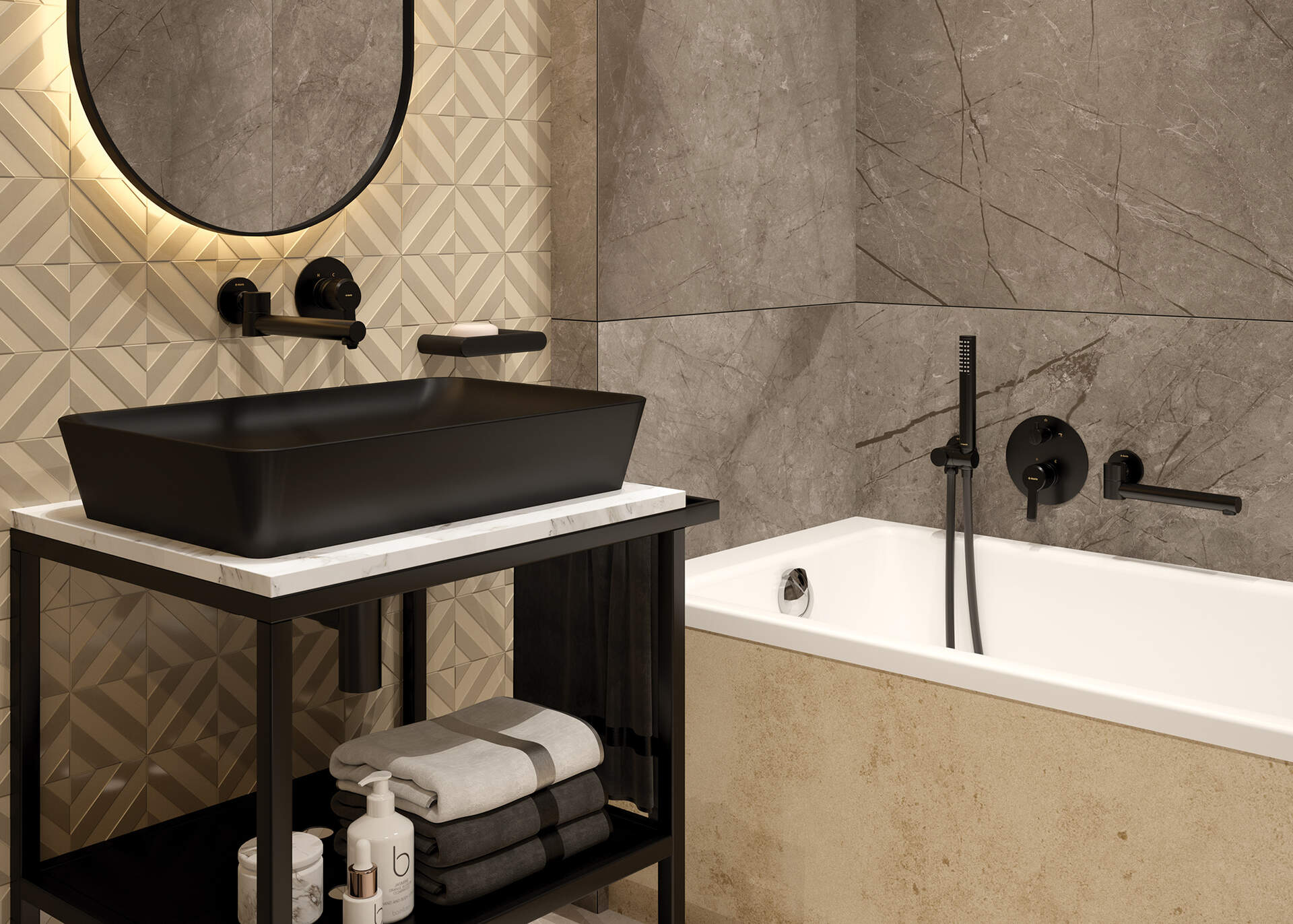 Deante Arnika Nero bateria wannowo-prysznicowa podtynkowa czarny mat BQAN44P