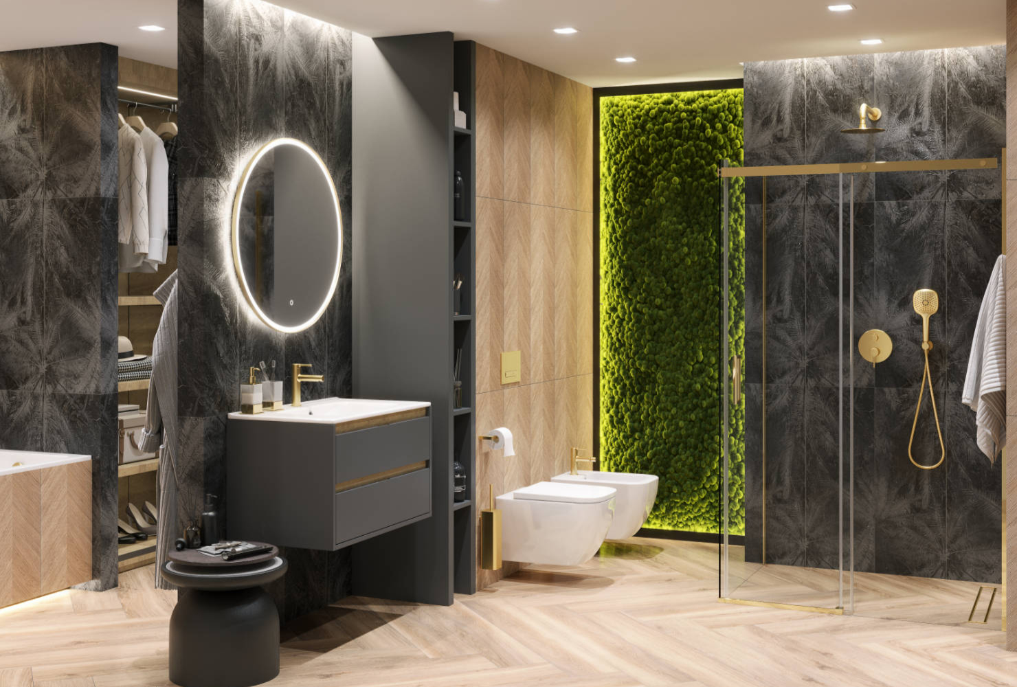 Excellent Pi bateria umywalkowa stojąca złoty szczotkowany AREX.1201GB - Wysyłka w 24h