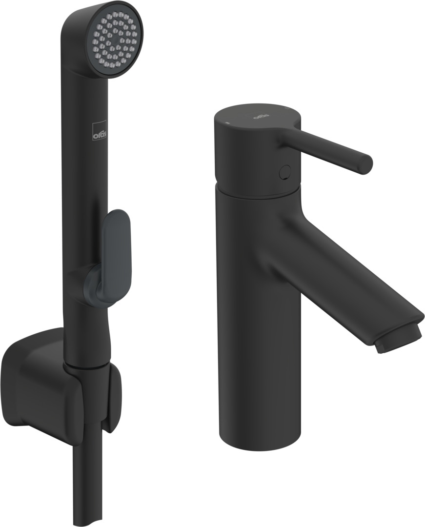 Oras Optima Eco bateria umywalkowa stojąca ze słuchawką typu bidetta czarny mat 2606AF-105-33