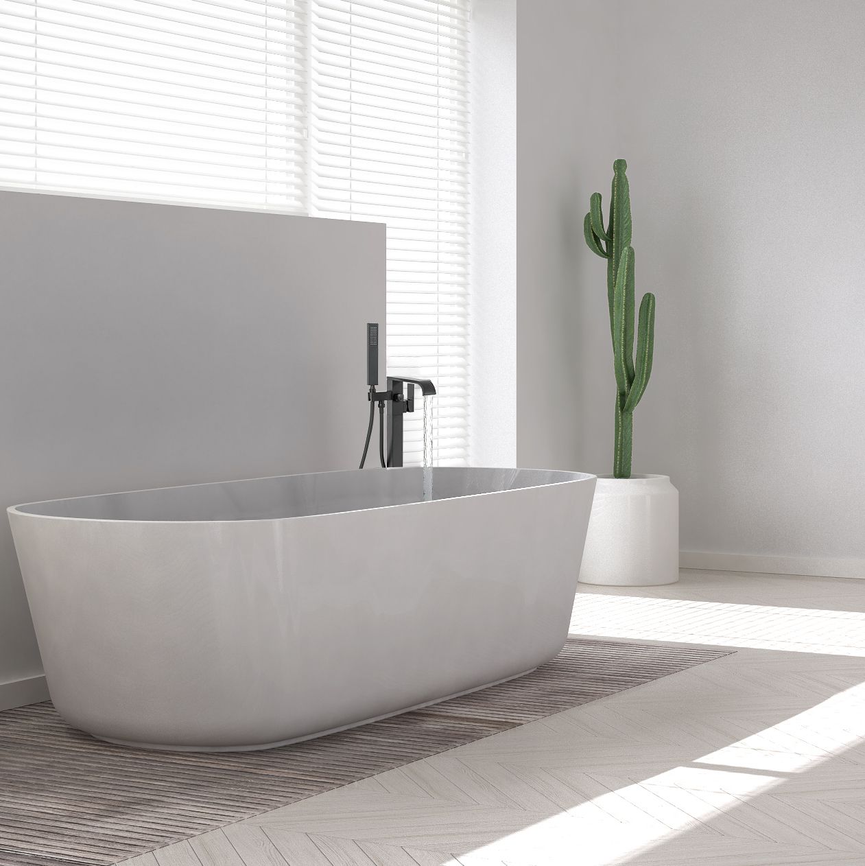 Rea Carat Black bateria wannowo-prysznicowa wolnostojąca czarny mat REA-B5423