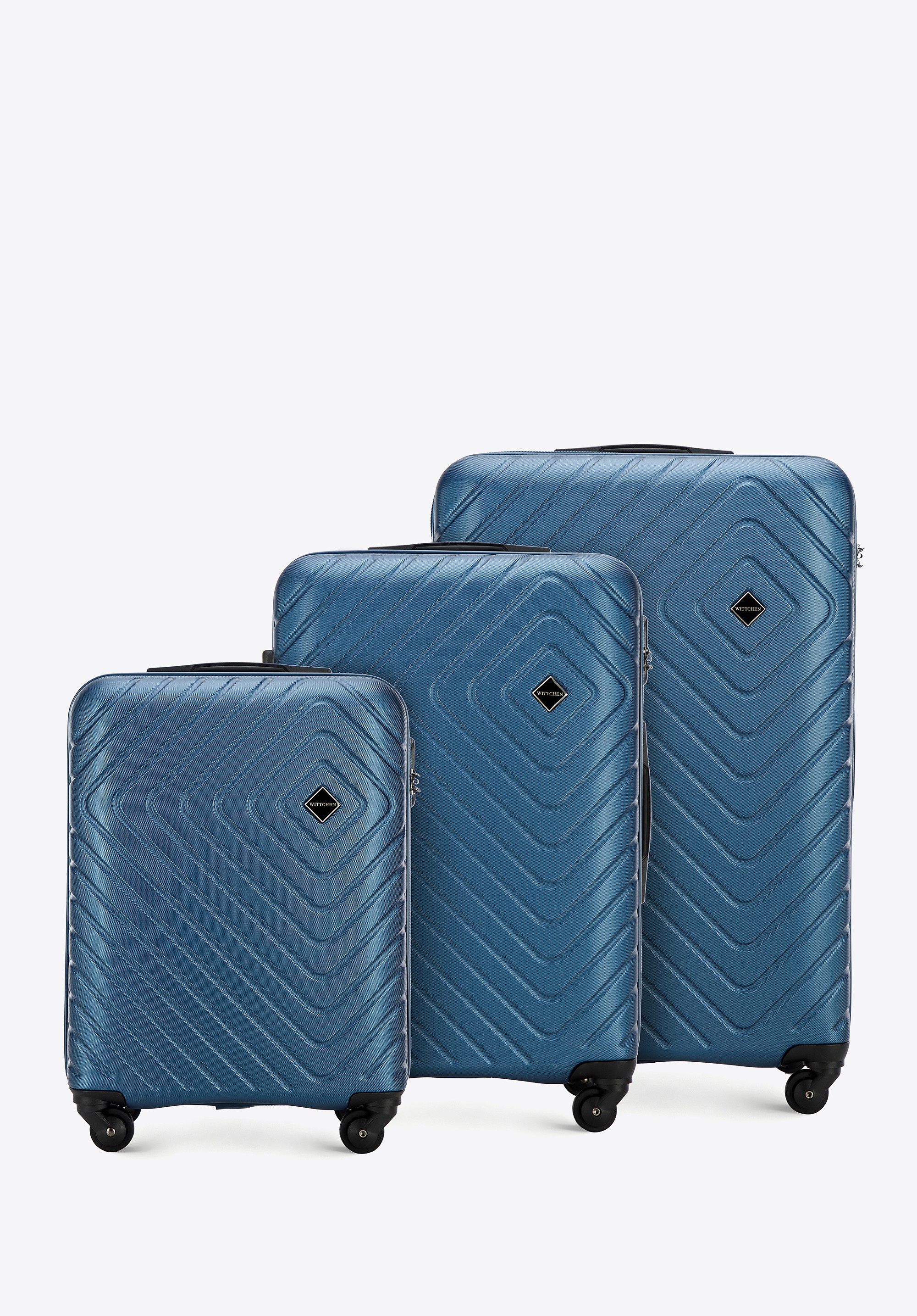 Zestaw walizek z ABS-u z geometrycznym tłoczeniem