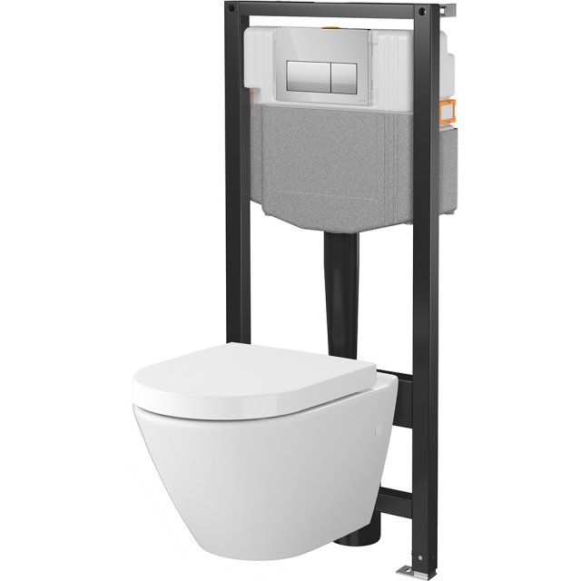 Zestaw podtynkowy mechaniczny 50, miska VERSO Ov, deska, przycisk PRE