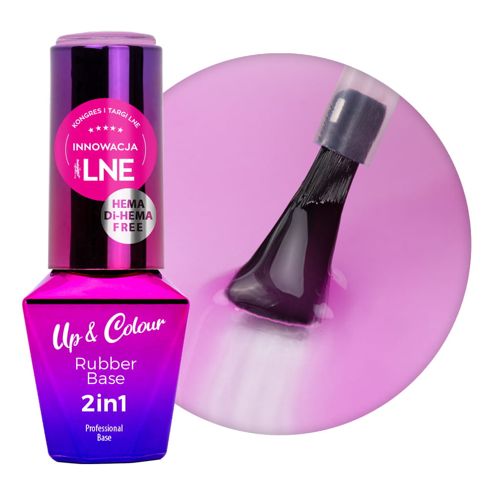 Baza kauczukowa Rubber Base 2w1 Up&Colour MollyLac Light Purple HEMA/Di-HEMA Free 10 g Nr 4