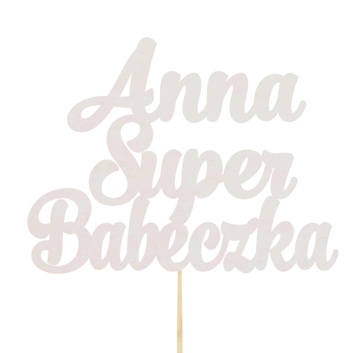 Topper dekoracja na bok tortu pik do prezentu lub bukietu kwiatów dzień kobiet 8 marca bermata imię napis